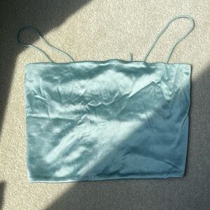 Silk light blue crop top